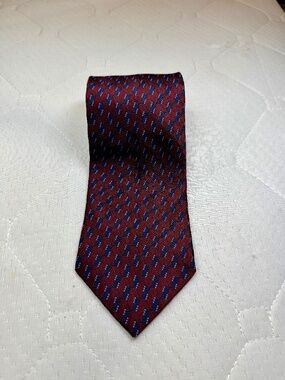 Valerio Garati Silk Tie Made In Italy Red Blue Pattern Mens